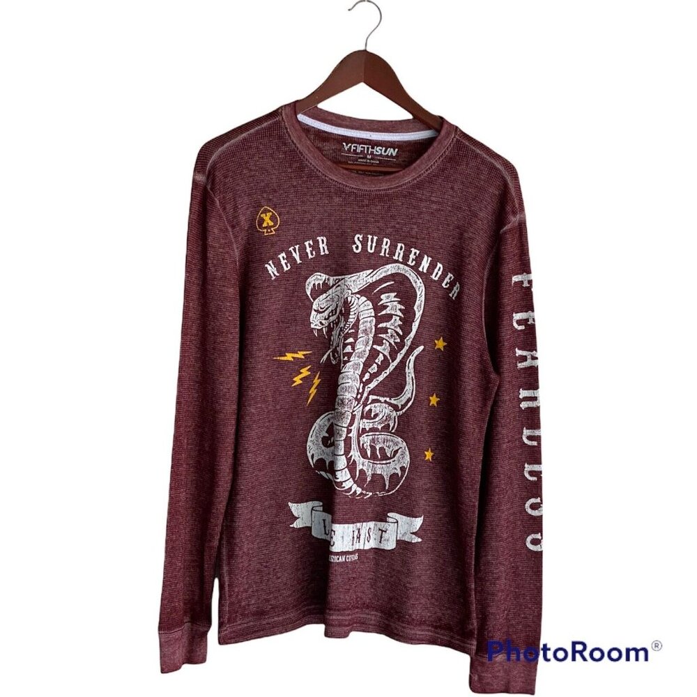 Never Surrender Live Fast American Customs Long Sleeve Shirt Thermal Men's M Red - Picture 6 of 11